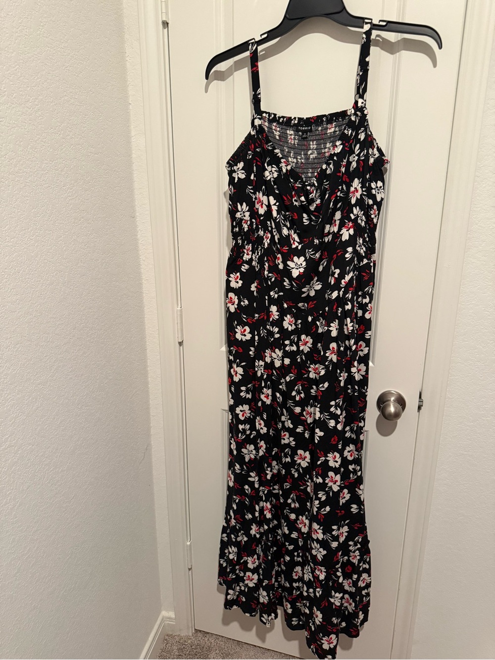 torrid Black Floral Maxi Dress with White & Red Flowers